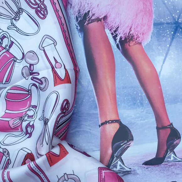 Fashion Square Scarf Pink Red Color Handbag Shawl Women Formal Wrap Accessory - Picture 2 of 3